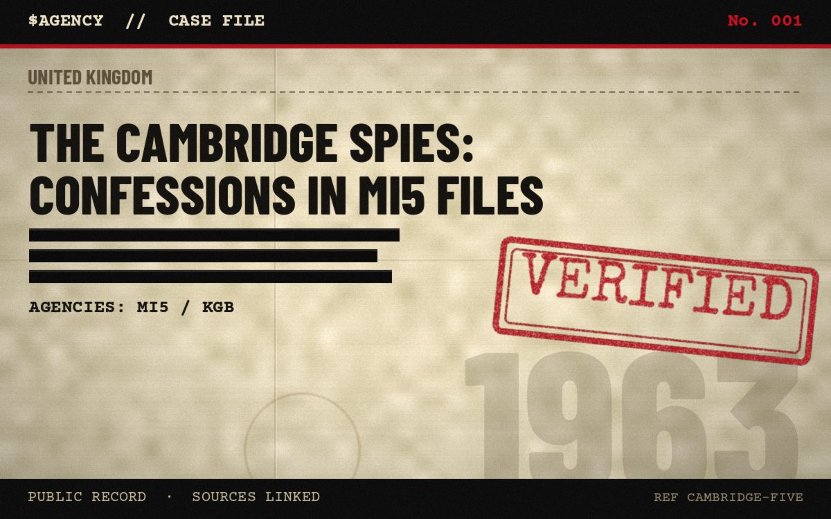 Case file poster: The Cambridge spies: confessions in MI5 files, 1963, tagged Verified