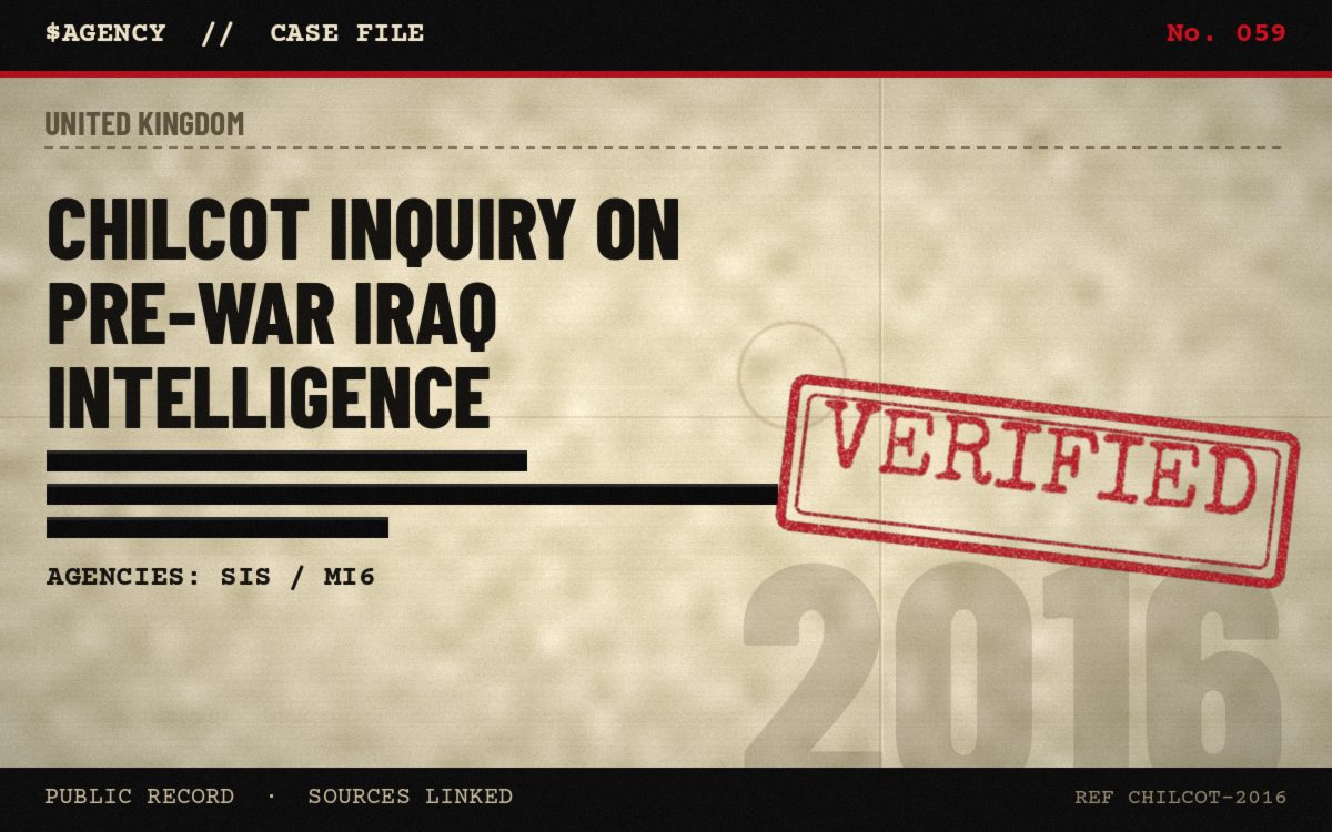 Case file poster: Chilcot Inquiry on pre-war Iraq intelligence, 2016, tagged Verified