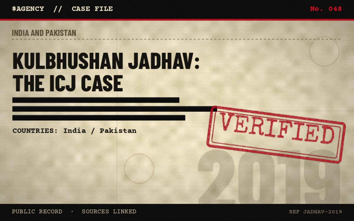Case file poster: Kulbhushan Jadhav: the ICJ case, 2019, tagged Verified