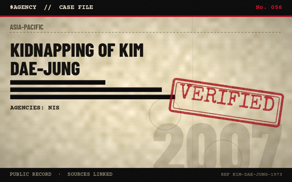 Case file poster: Kidnapping of Kim Dae-jung, 2007, tagged Verified