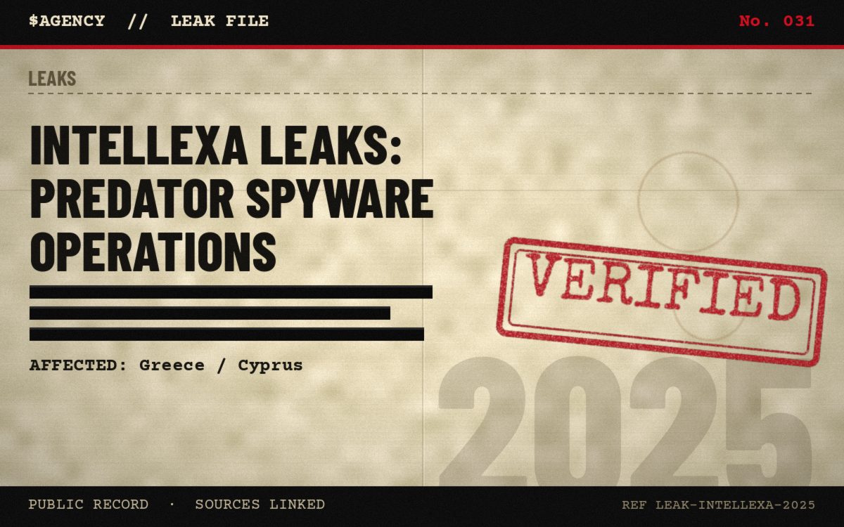Leak file poster: Intellexa Leaks: Predator spyware operations, 2025, tagged Verified