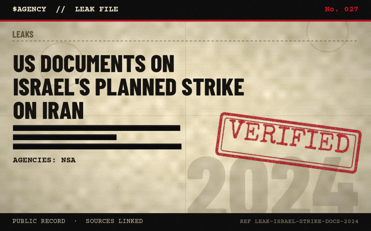 Leak file poster: US documents on Israel's planned strike on Iran, 2024, tagged Verified