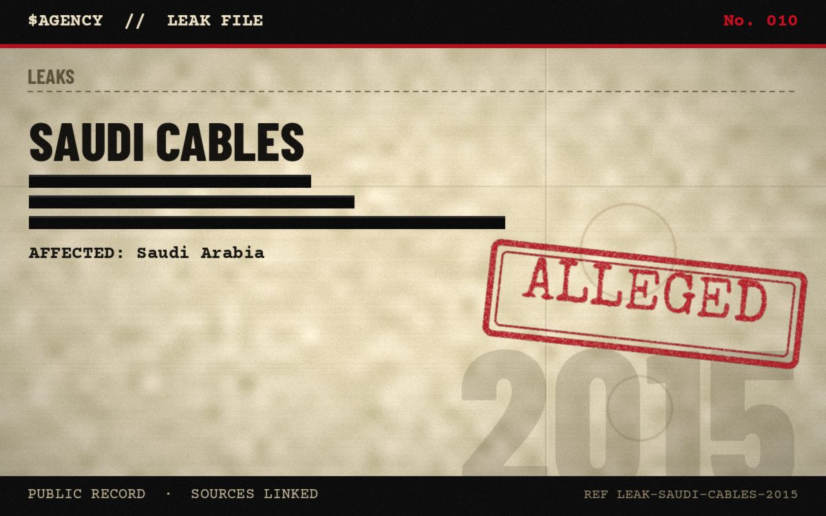 Leak file poster: Saudi Cables, 2015, tagged Alleged