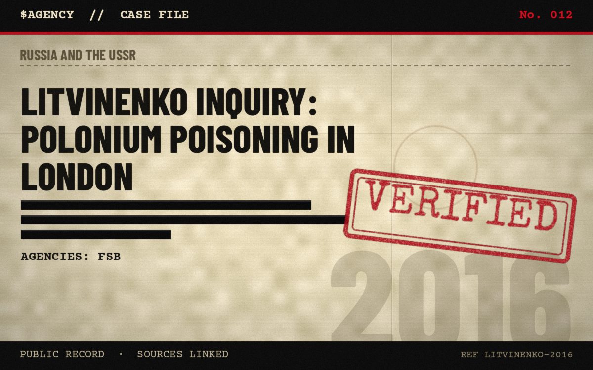 Case file poster: Litvinenko Inquiry: polonium poisoning in London, 2016, tagged Verified