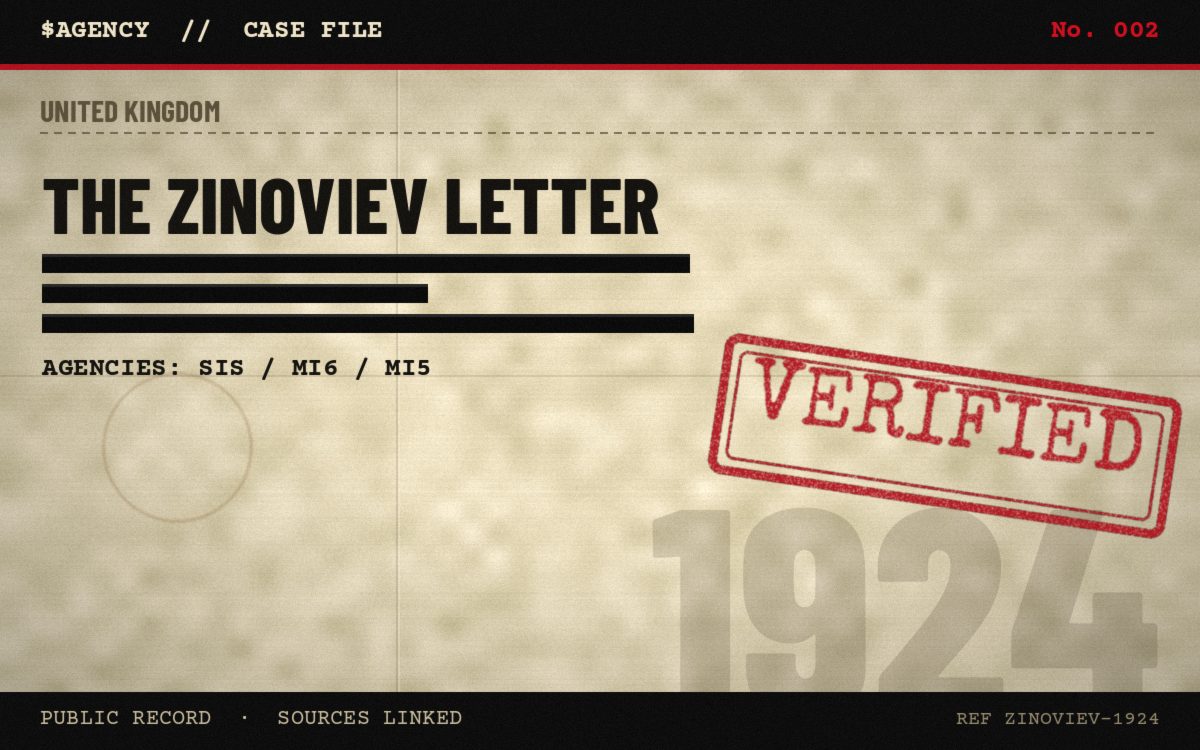 Case file poster: The Zinoviev letter, 1924, tagged Verified