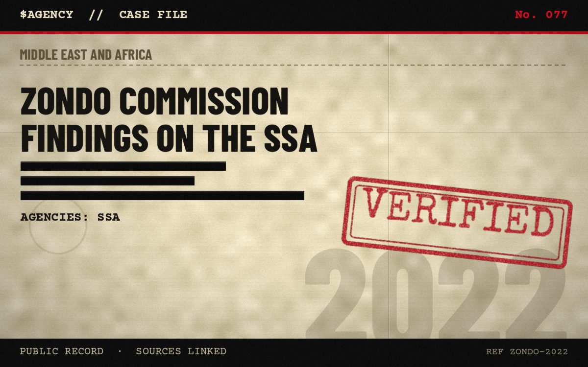 Case file poster: Zondo Commission findings on the SSA, 2022, tagged Verified